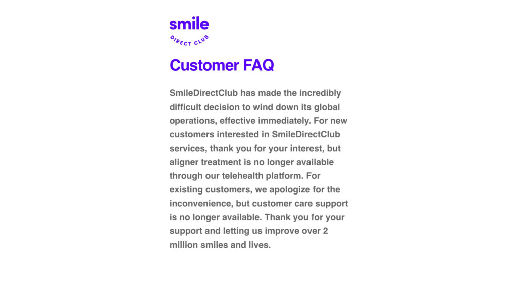 SmileDirectClub, which is known for its direct-to-consumer invisible aligners, has decided to shut down its operations after filing for bankruptcy protection, according to Business Insider.